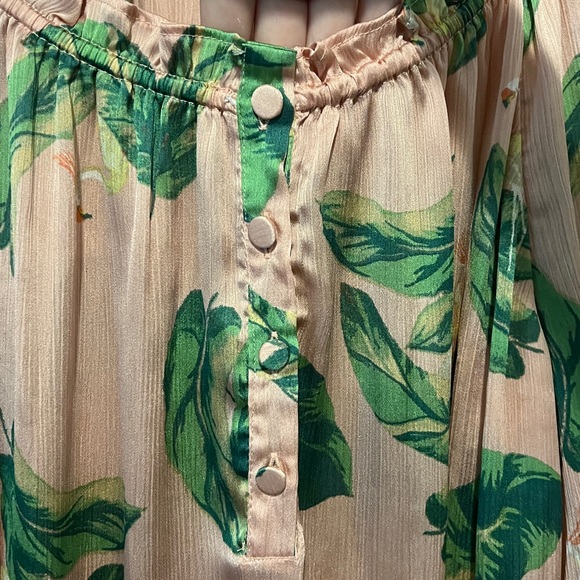 Tropical Pink & Green Leaf Print The Webster at Target Blouse XL airy and thin - Picture 4 of 6